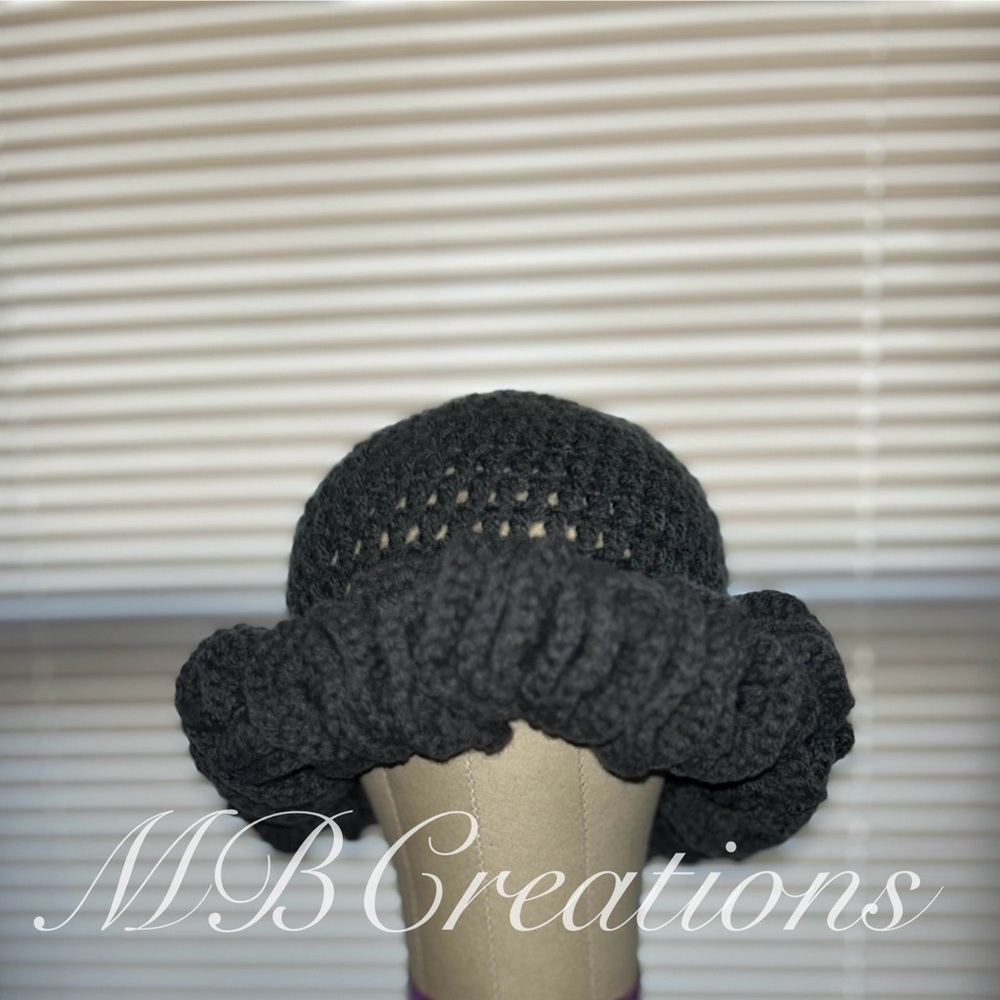 Handmade crochet ruffle hat.